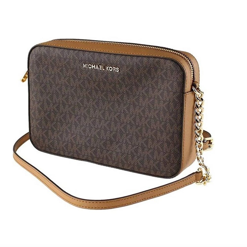 NWT Michael Kors Jet Set Large Printed Logo Crossbody Bag